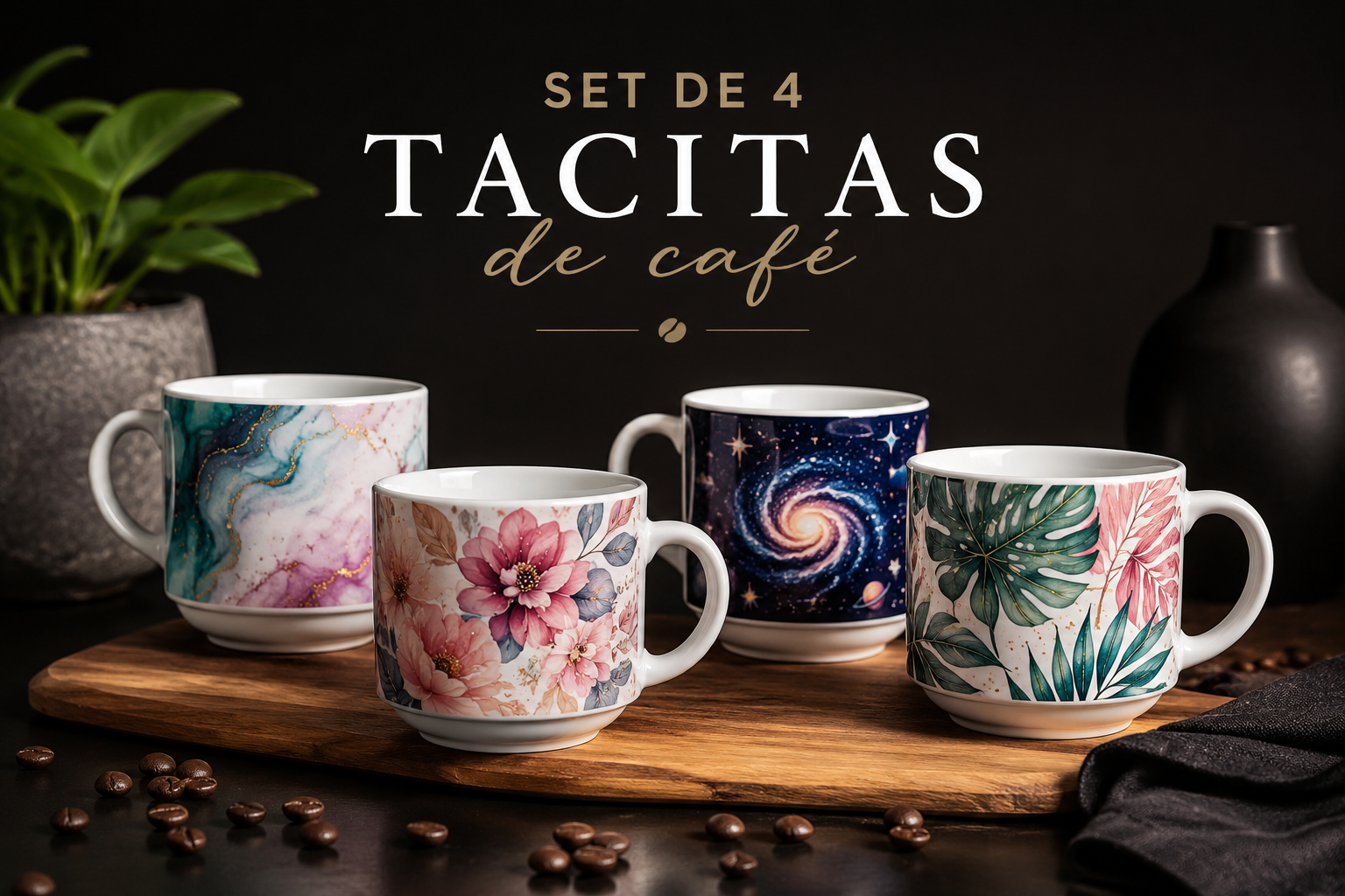 Set de 4 Tazas Personalizadas - Diseña